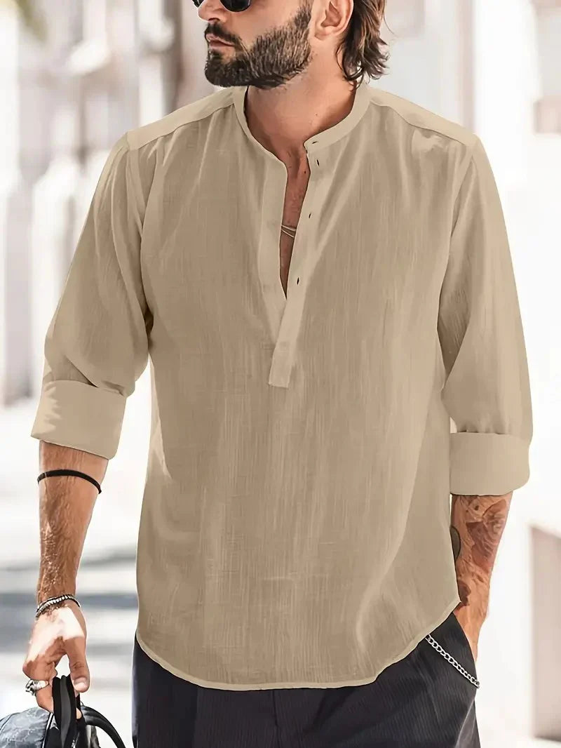 Casual Lightweight Linen Button-Up for Men