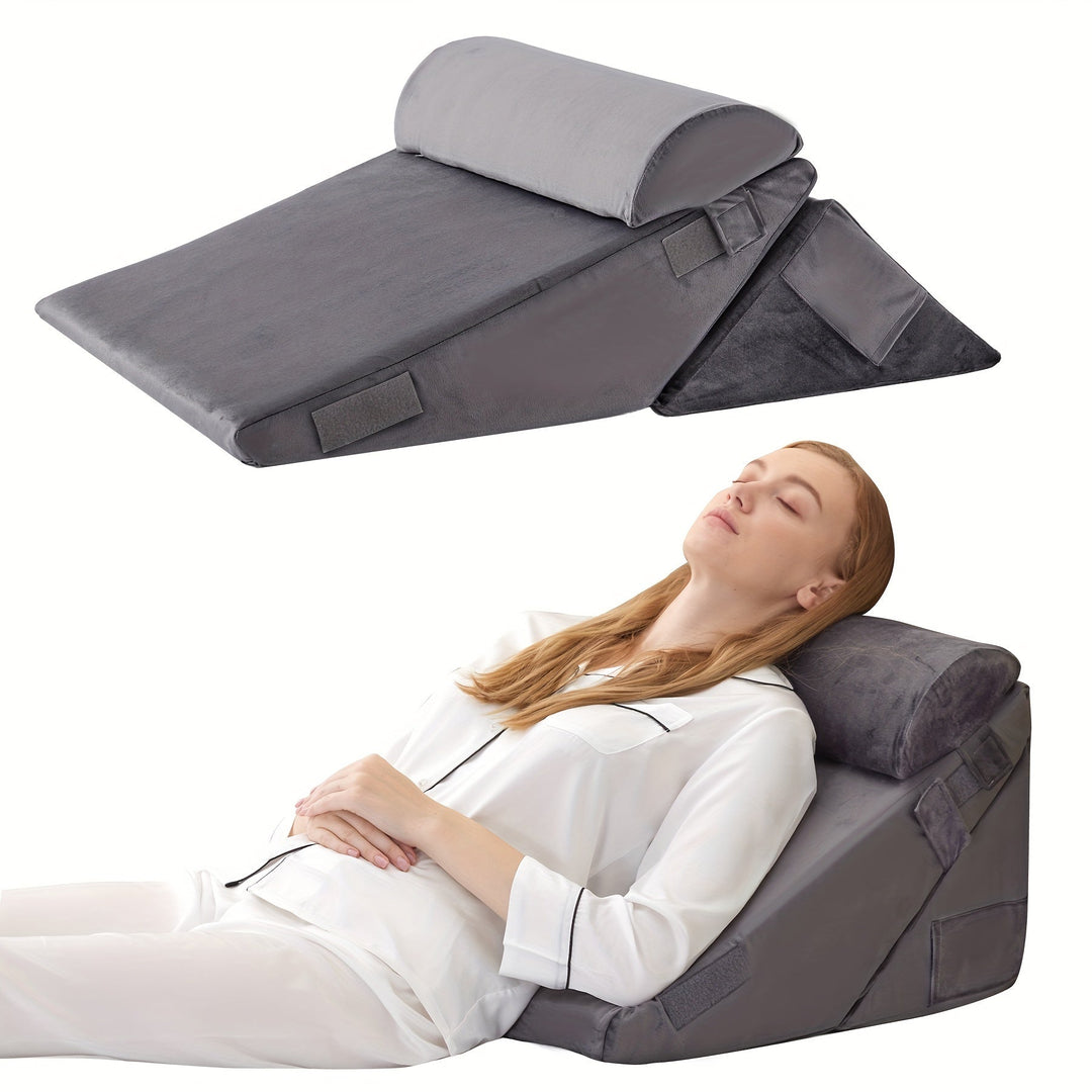 RelaxPlus Adjustable Orthopedic Wedge Pillow - Premium 7-in-1 Memory Foam Support System