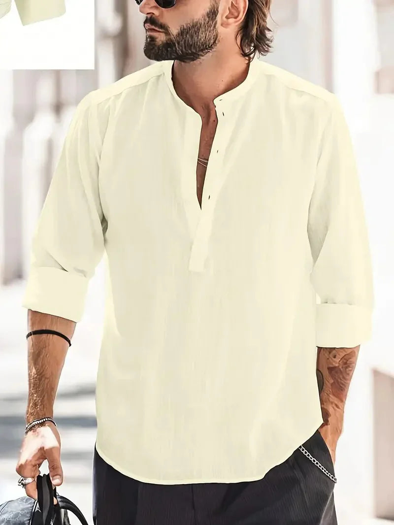 Casual Lightweight Linen Button-Up for Men