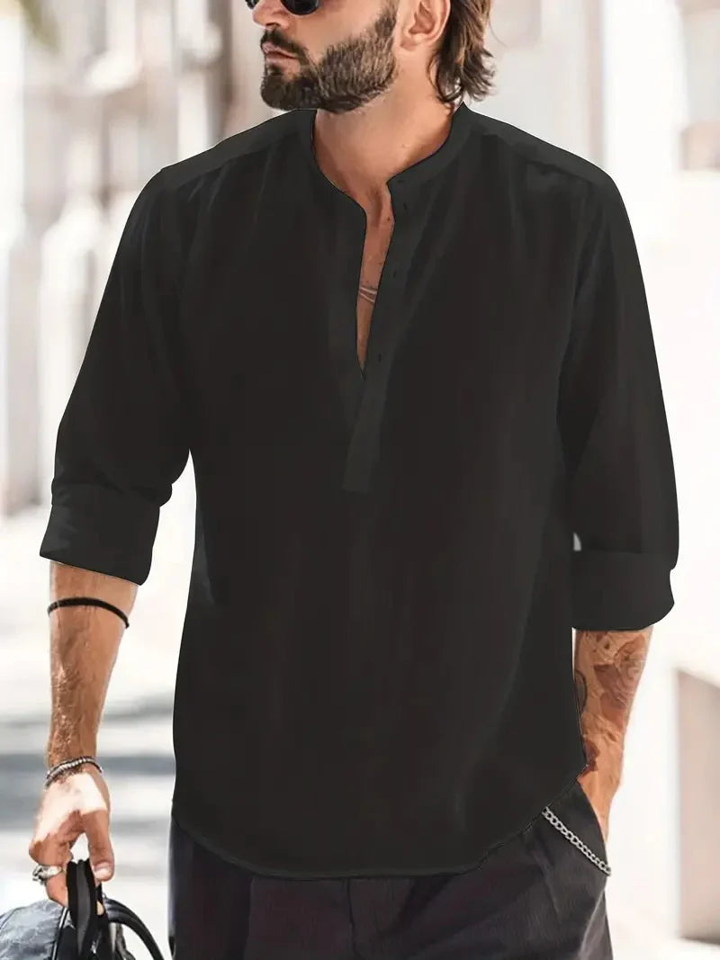 Casual Lightweight Linen Button-Up for Men