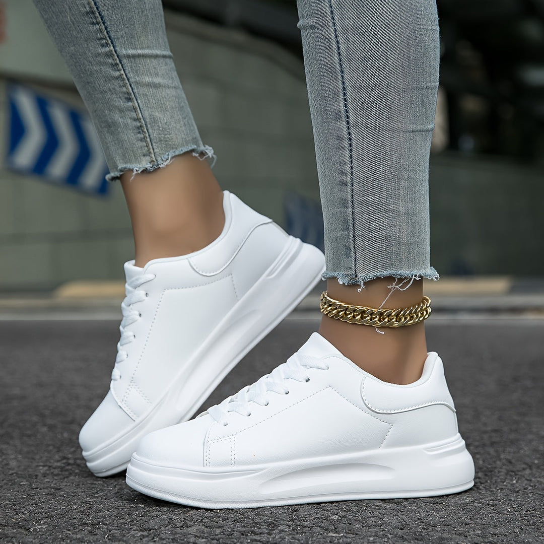 Women's Clean White Leather Sneakers