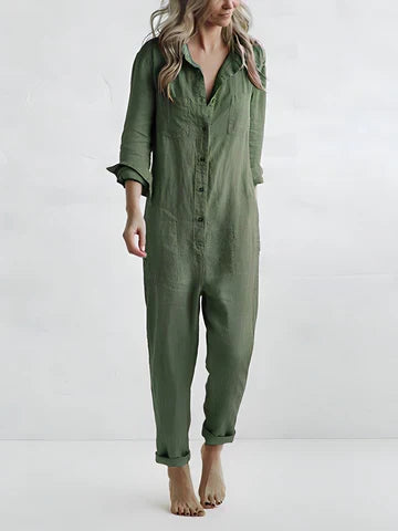 Casual Women's One-Piece with Button Placket – Amira