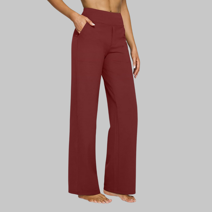 Women's Stretch Pants with High Waist, Soft, Breathable, Straight Cut