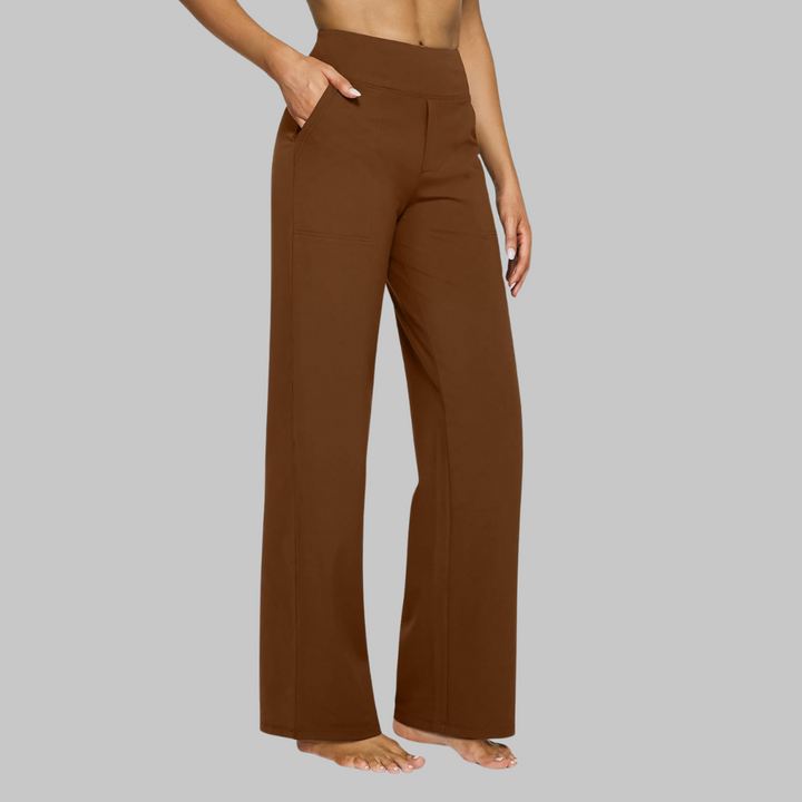 Women's Stretch Pants with High Waist, Soft, Breathable, Straight Cut