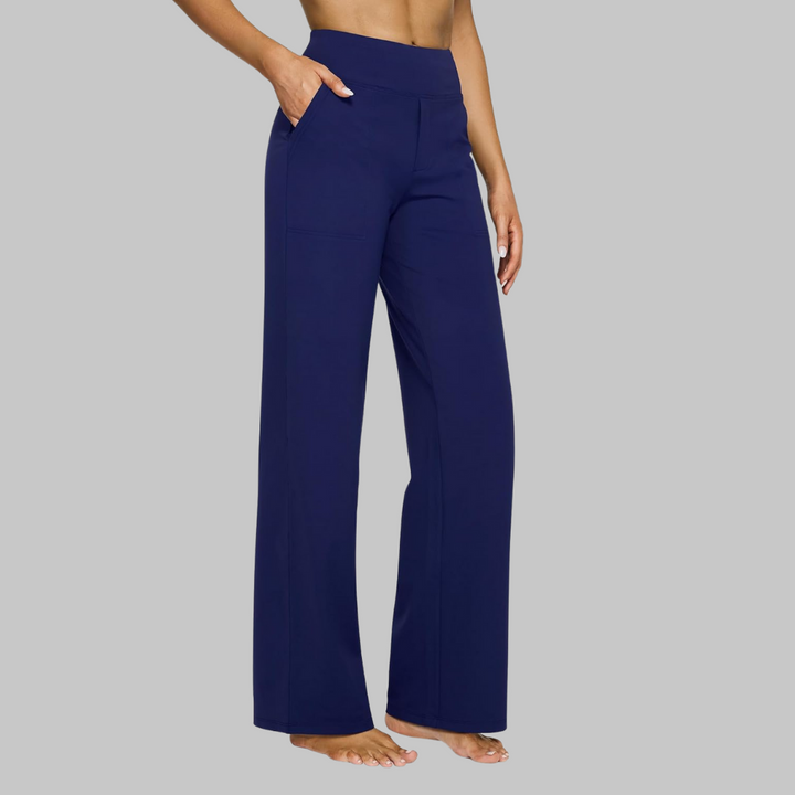 Women's Stretch Pants with High Waist, Soft, Breathable, Straight Cut