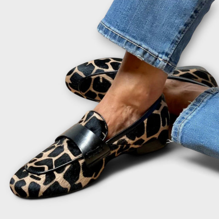 Leopard-Print Loafers with Contrast Trim | Structured Slip-On Shoe