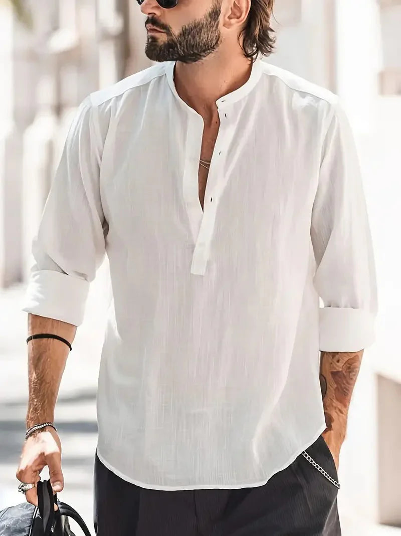 Casual Lightweight Linen Button-Up for Men