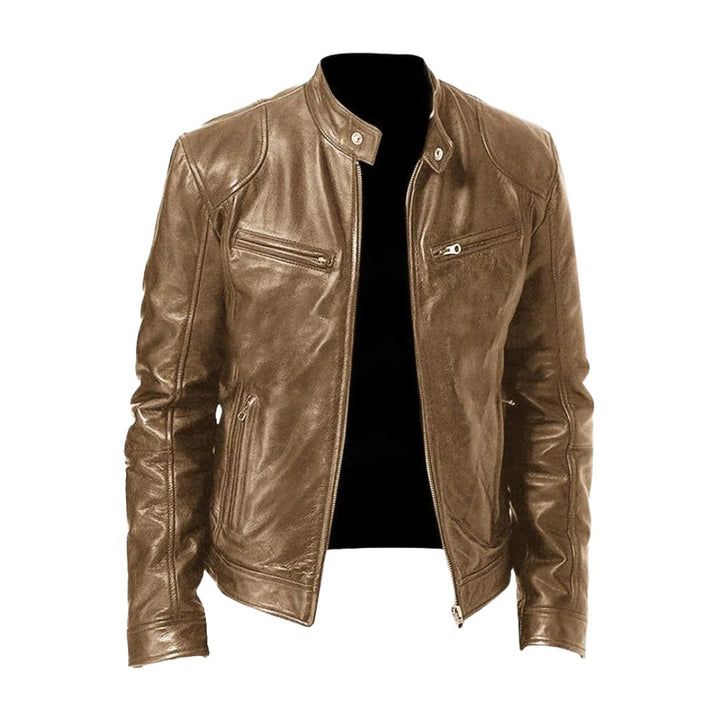 Classic Men's Stand-Collar Leather Jacket