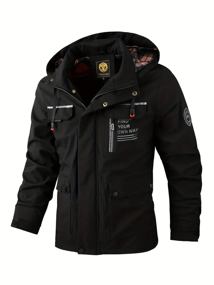 Men's Waterproof Winter Coat with Hood and Lined Interior
