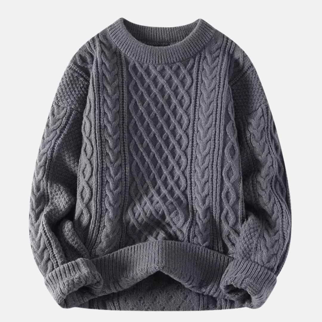 Men’s Solid Color Knitted Winter Sweater