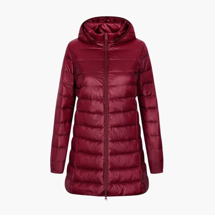 Women's Winter Down Jacket with Hood and Long Cut