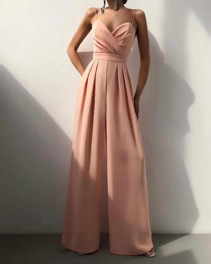 Sleeveless Jumpsuit with High Waist and Wide Legs