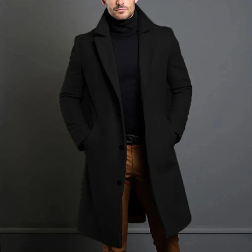 Men’s Wool-Blend Coat – Modern Elegance for Cool Seasons