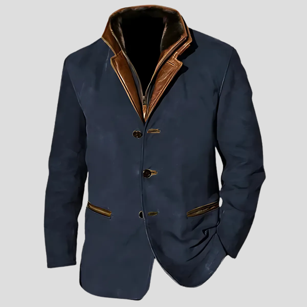 Men’s Retro Contrast Collar Jacket