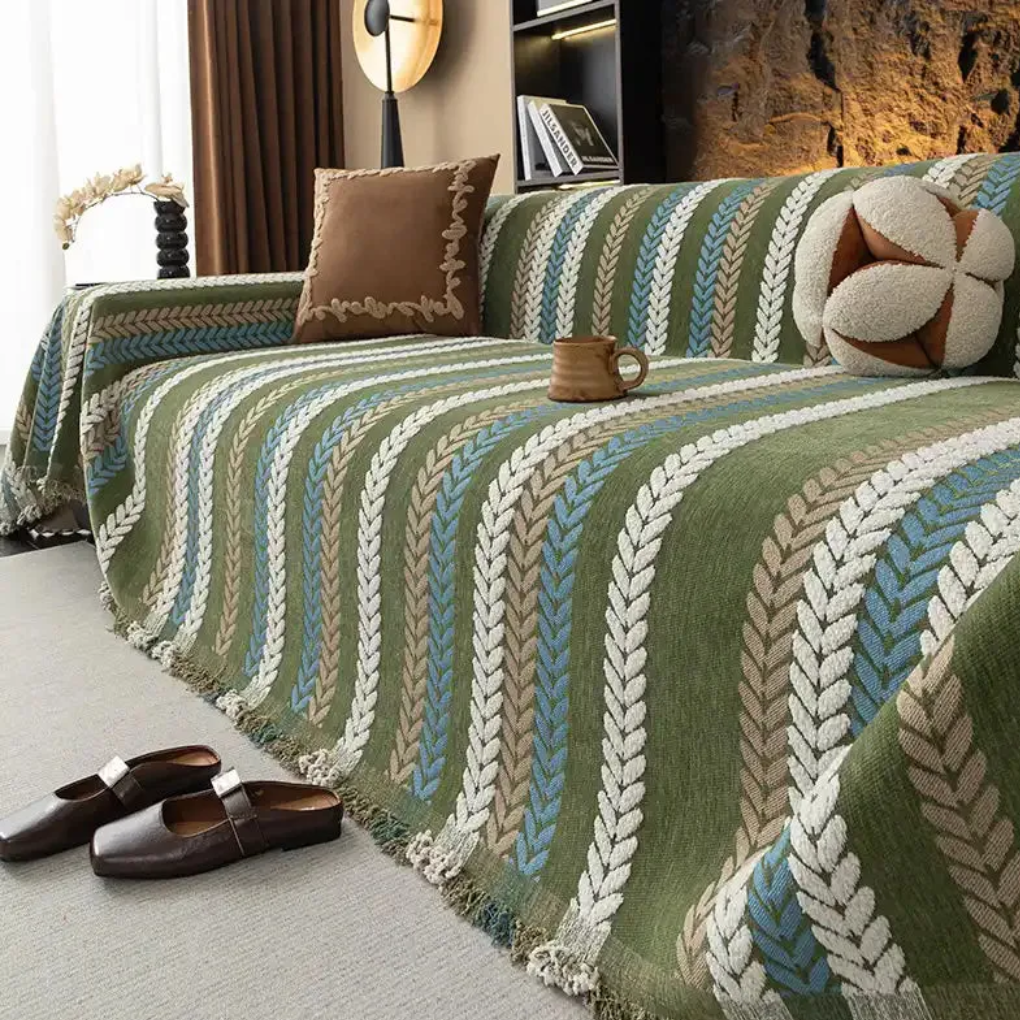 All-Season Leaf Chenille Sofa Cover