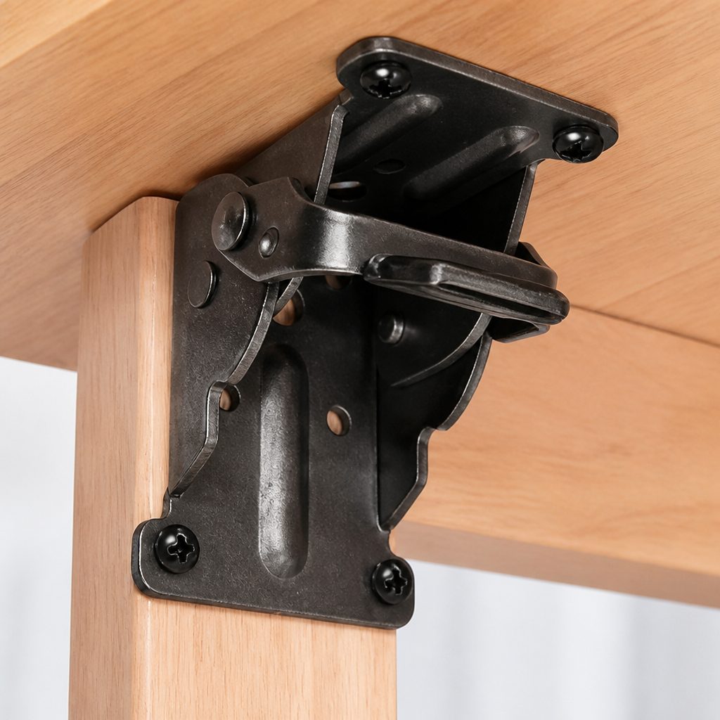 Heavy-Duty Folding Bracket, 500 lb Capacity, Self-Locking Steel, Space-Saving