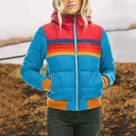 Colourful Women's Quilted Jacket with Hood – Ylva