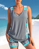 Trendy Swimwear with V-Neck & Geometric Pattern – Madonna Tankini Set