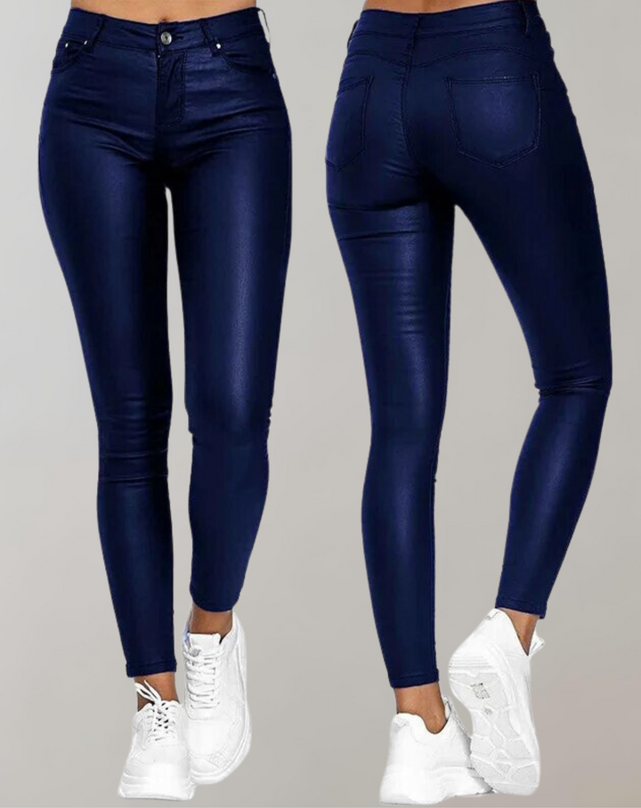 Elegant High-Waist PU Leather Pants for Women