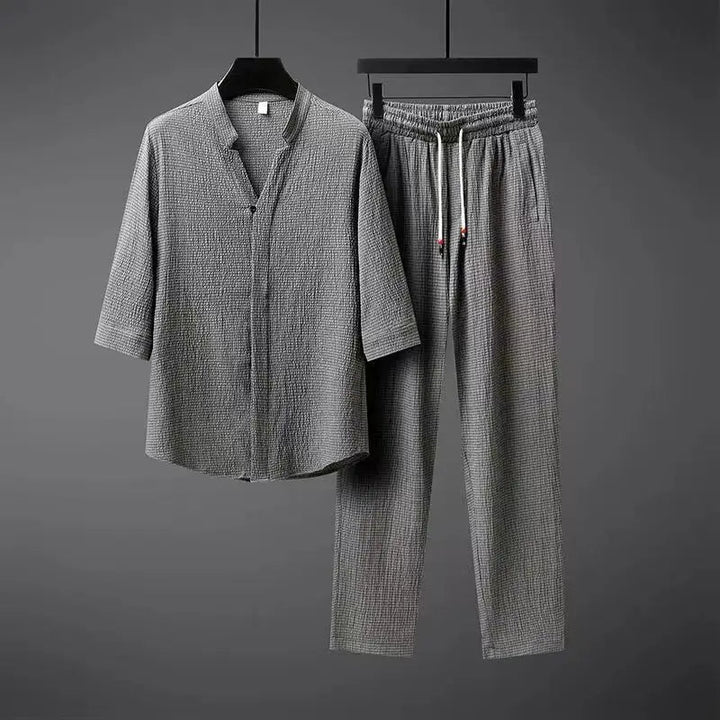 Vintage Linen Tracksuit Men's 2-Piece Set Classic Comfort with a Modern Twist