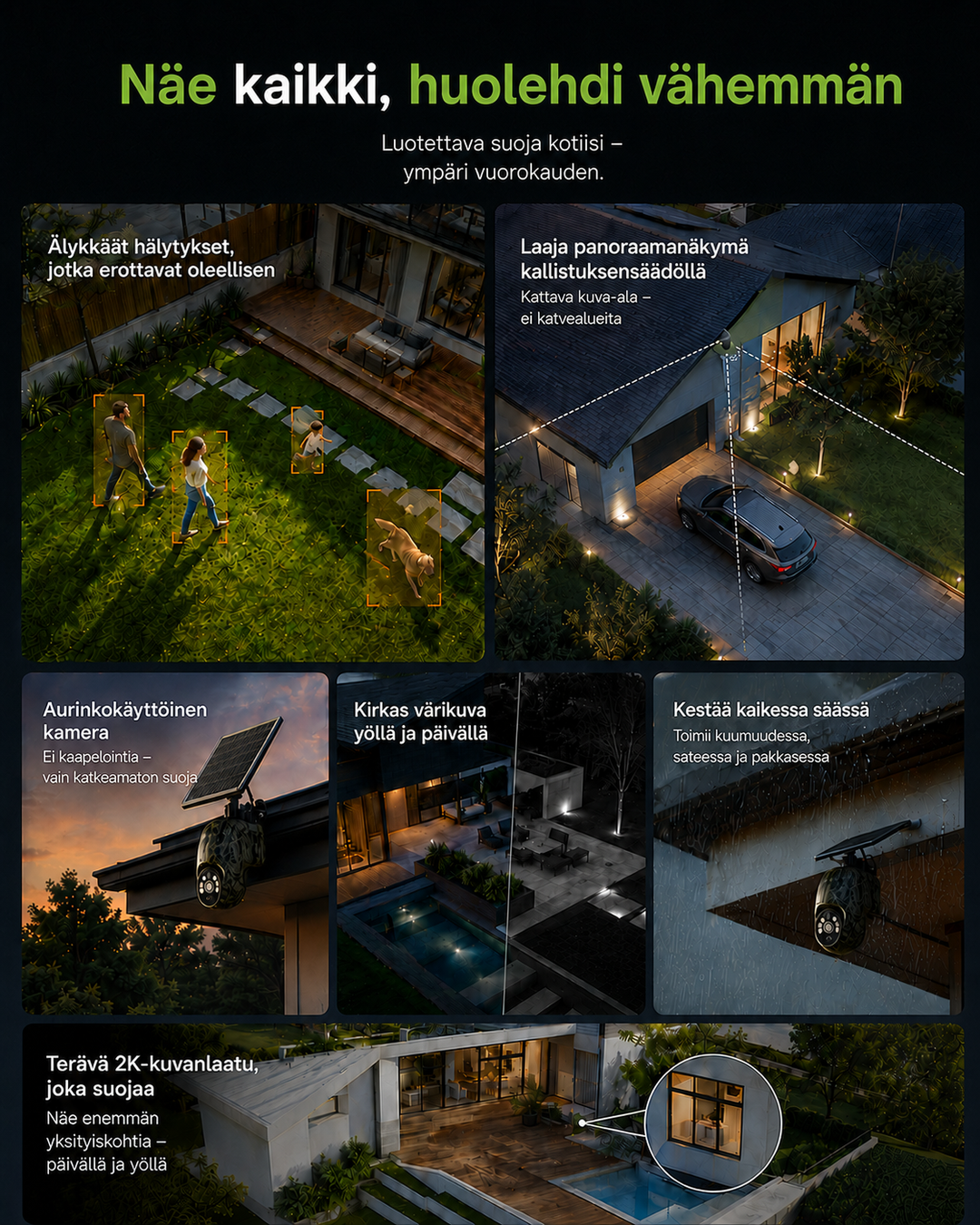 Solar-Powered Wireless Security Camera with 4G LTE or WiFi, 2K Resolution, PTZ, Night Vision