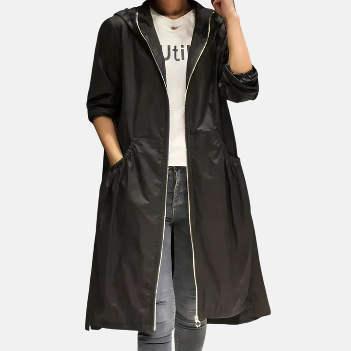 Women’s Water-resistant Hooded Knee Length Jacket