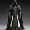 Men's Black Medieval Hooded Robe with Celtic Embroidery – Halloween Costume