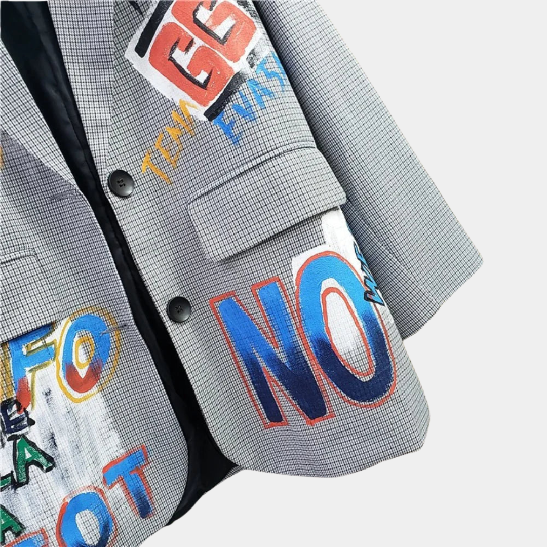 Oversized Women's Blazer with Subtle Check Pattern
