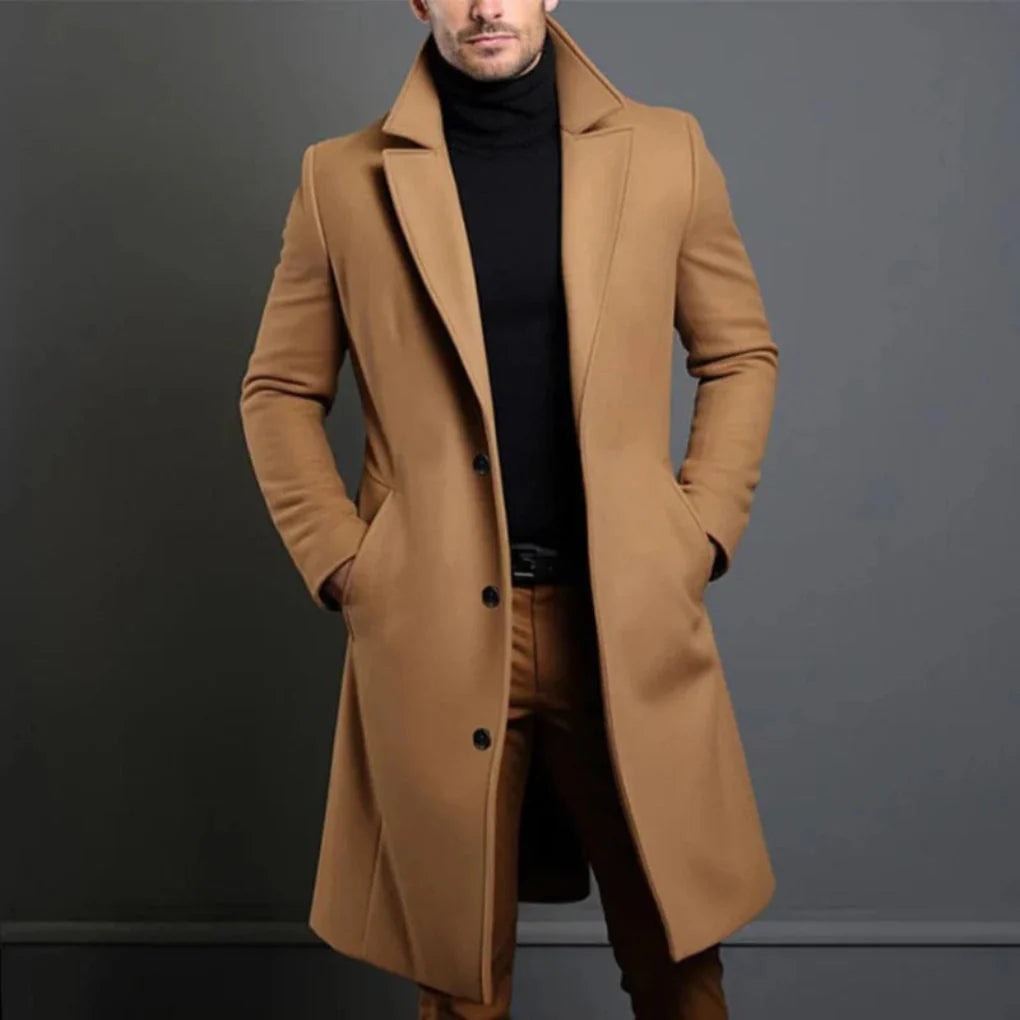Men’s Wool-Blend Coat – Modern Elegance for Cool Seasons