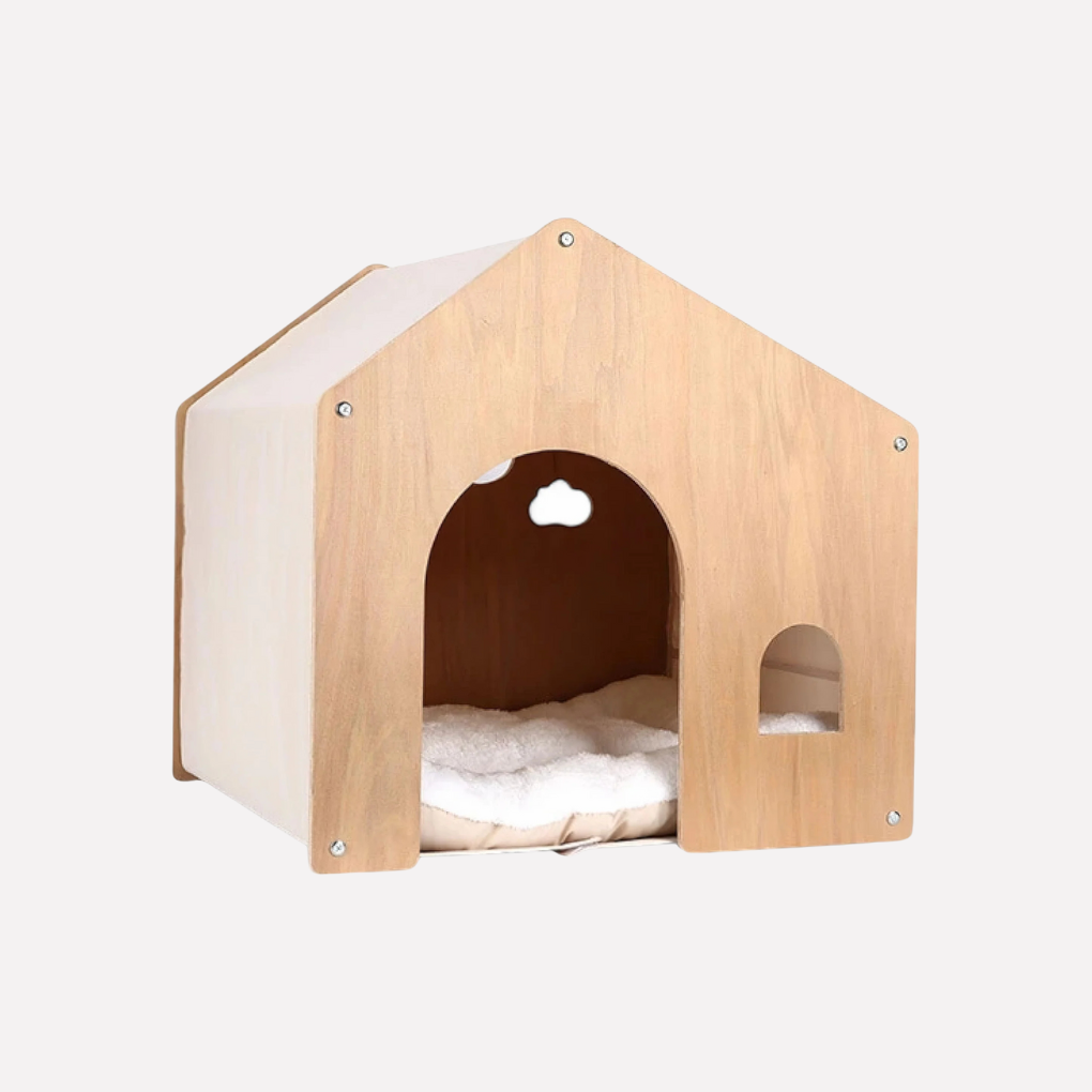 Modern Wooden Cat Bed & Cozy Retreat