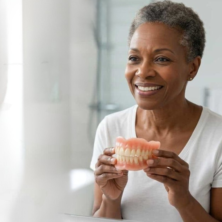 Removable Denture Set with Upper and Lower Teeth, Heat-Moldable