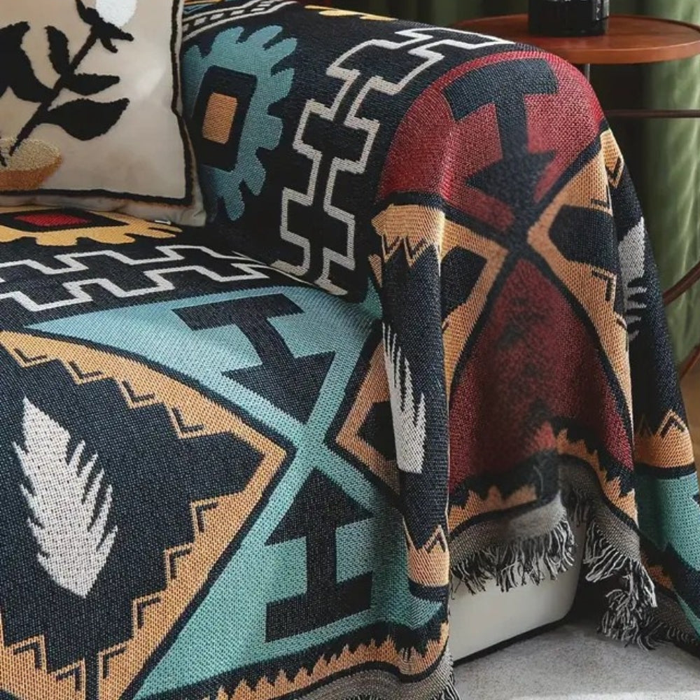 Aztec Geometric Pattern Sofa Cover Boho-Inspired Elegance for Your Living Space