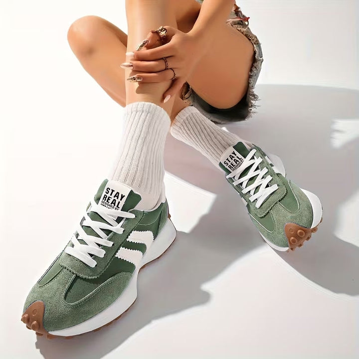 Women's Retro Platform Suede Running Sneakers for Street Style