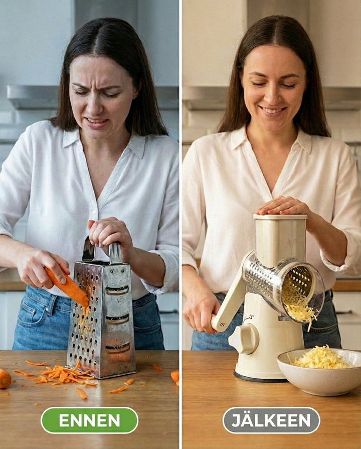 3-in-1 Rotary Vegetable Slicer with Suction Base and Interchangeable Drums
