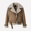 Women’s Jacket with Plush Inner Layer and Belt Hem