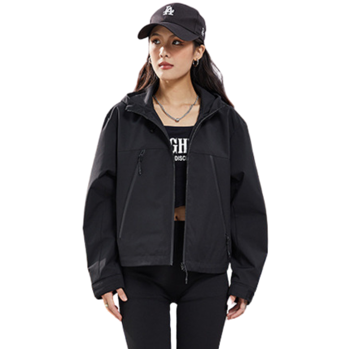 Women's Rain Jacket, Waterproof and Breathable – Short – with Adjustable Hem