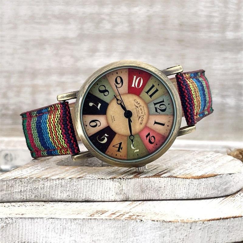 Watch with Multicolour Rainbow Pattern and Braided Strap – Elyvra