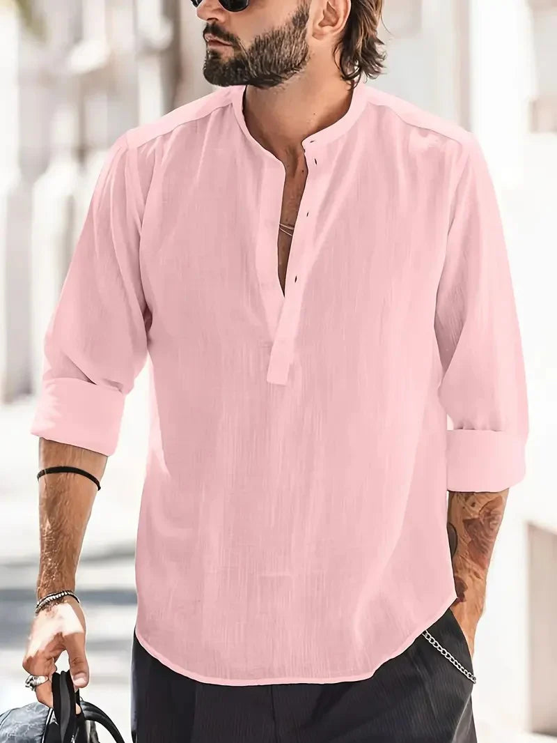 Casual Lightweight Linen Button-Up for Men