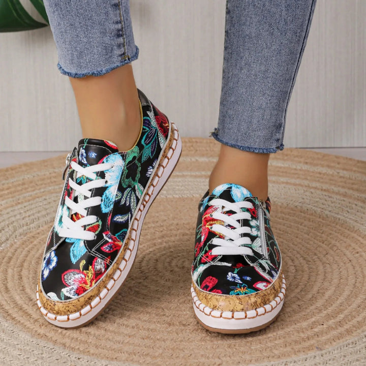 Elegant Floral Lace-Up Shoes for Women