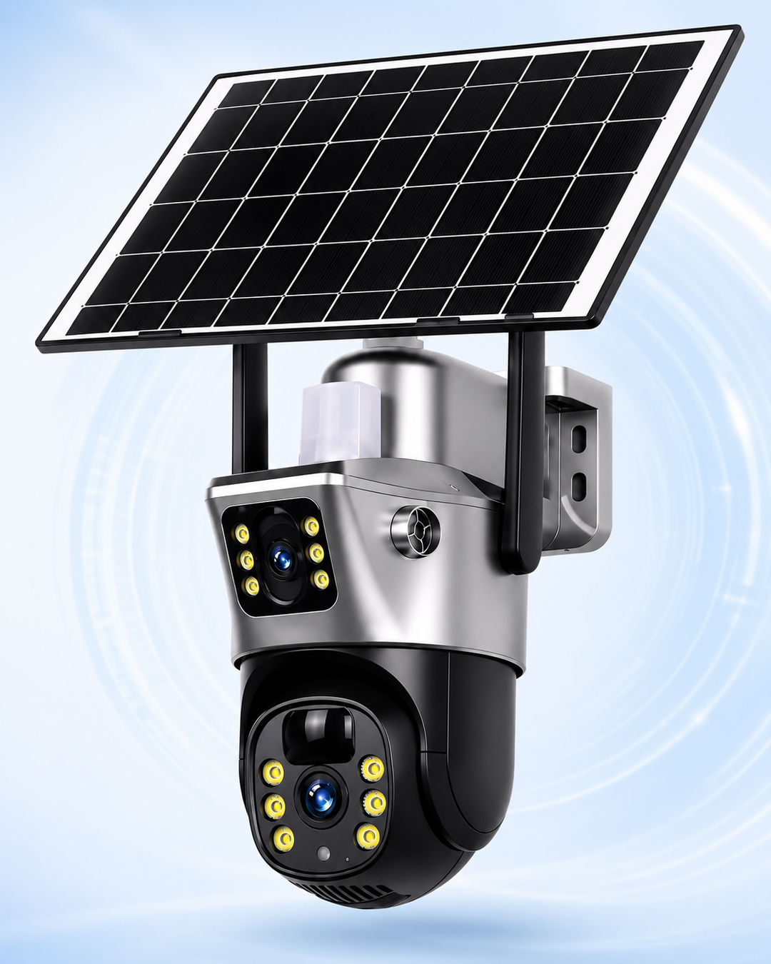 Solar-Powered Wireless Security Camera with 4G LTE or WiFi, 2K Resolution, PTZ, Night Vision