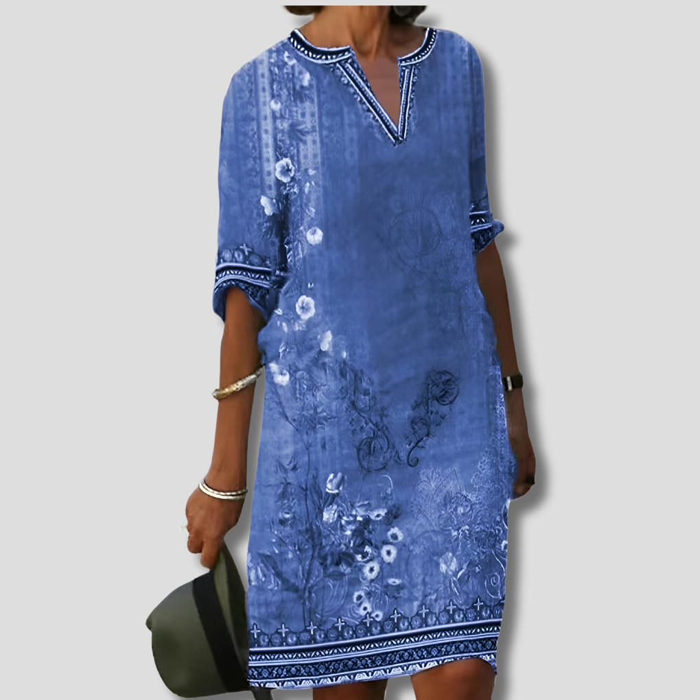 Effortlessly and Comfortable Boho Floral Ruffle Dress