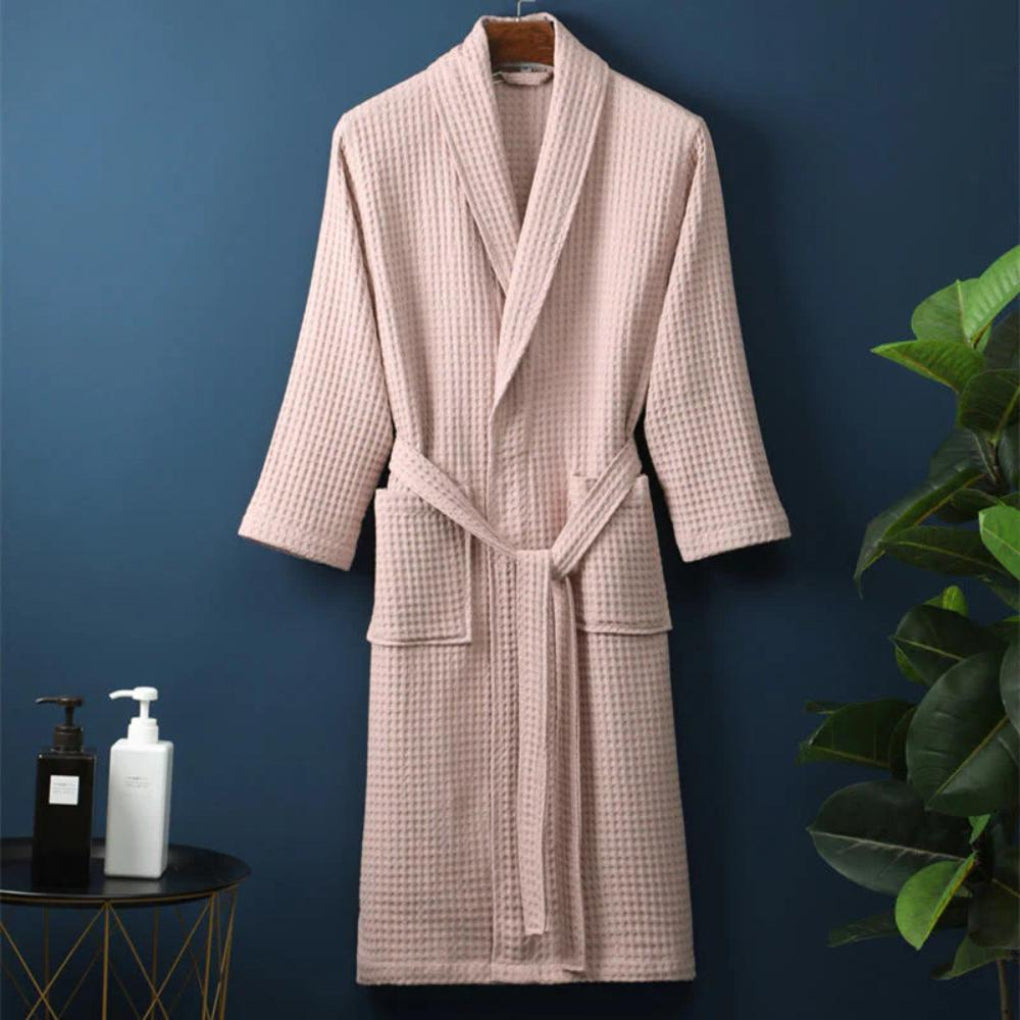 Lightweight Waffle Cotton Terry Couple Bathrobe