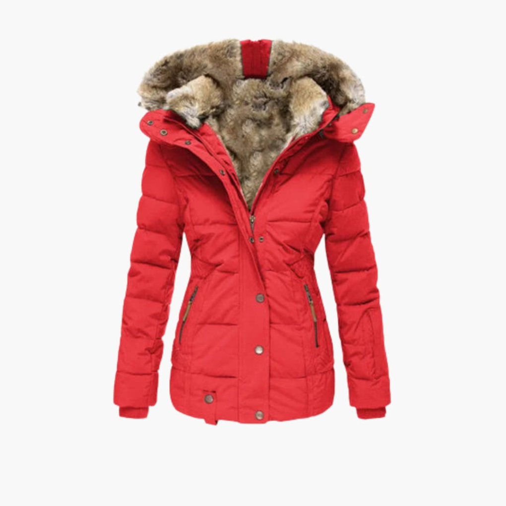 Women’s Coat with Embossed Surface and Closures