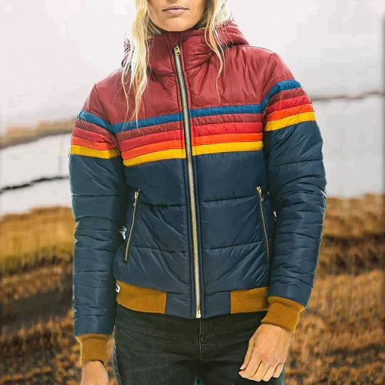 Colourful Women's Quilted Jacket with Hood – Ylva