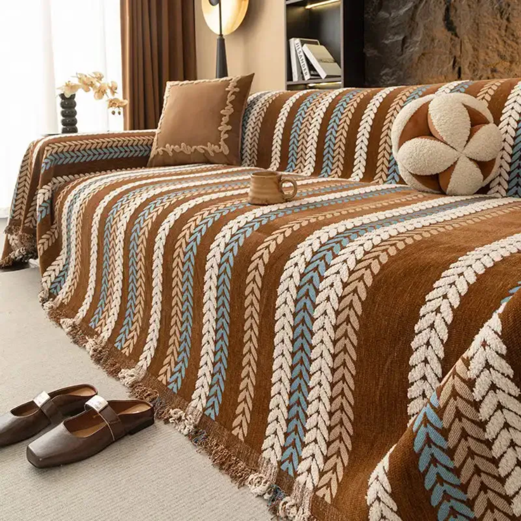 All-Season Leaf Chenille Sofa Cover