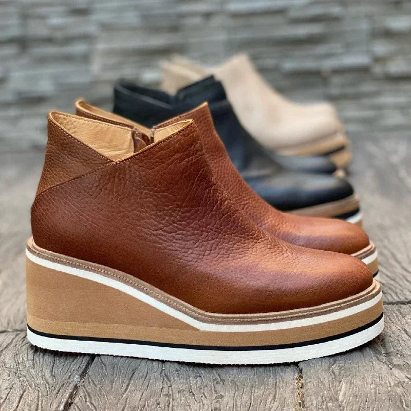 Women's Wedge Ankle Boots with Vintage Charm