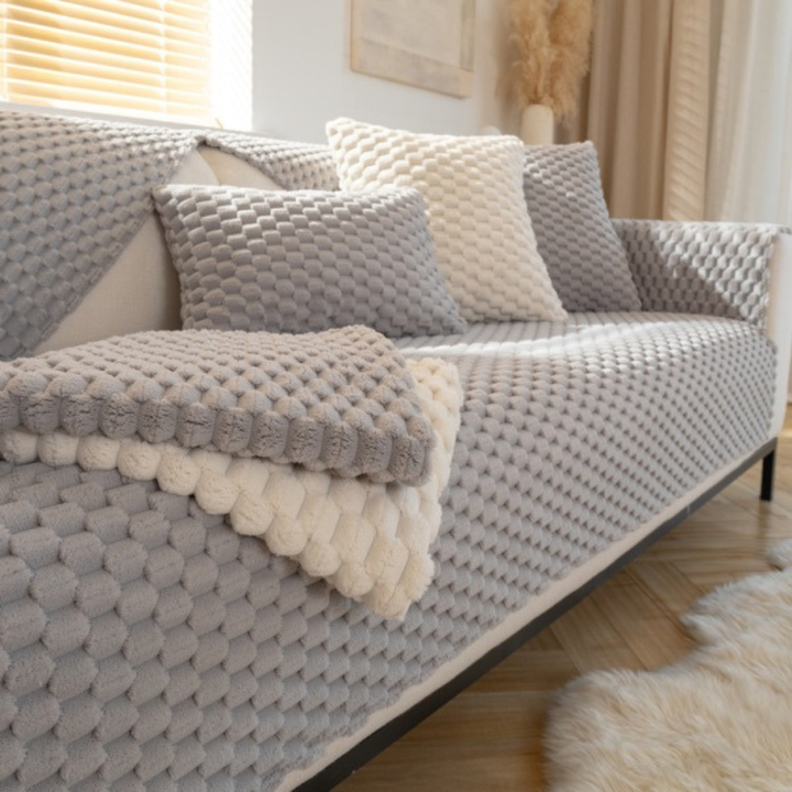 Honeycomb Plush Thickened Non-Slip Sofa Cover