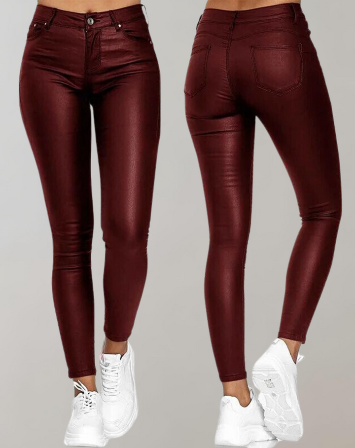 Elegant High-Waist PU Leather Pants for Women