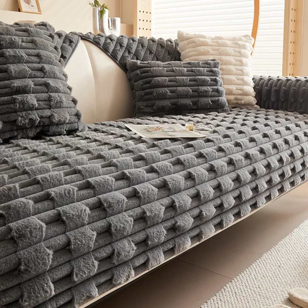 Fluffy Striped Sofa Cover