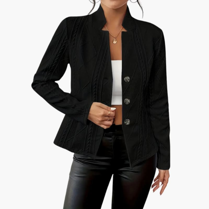 Women’s Blazer with Lapel Collar and Button Closure